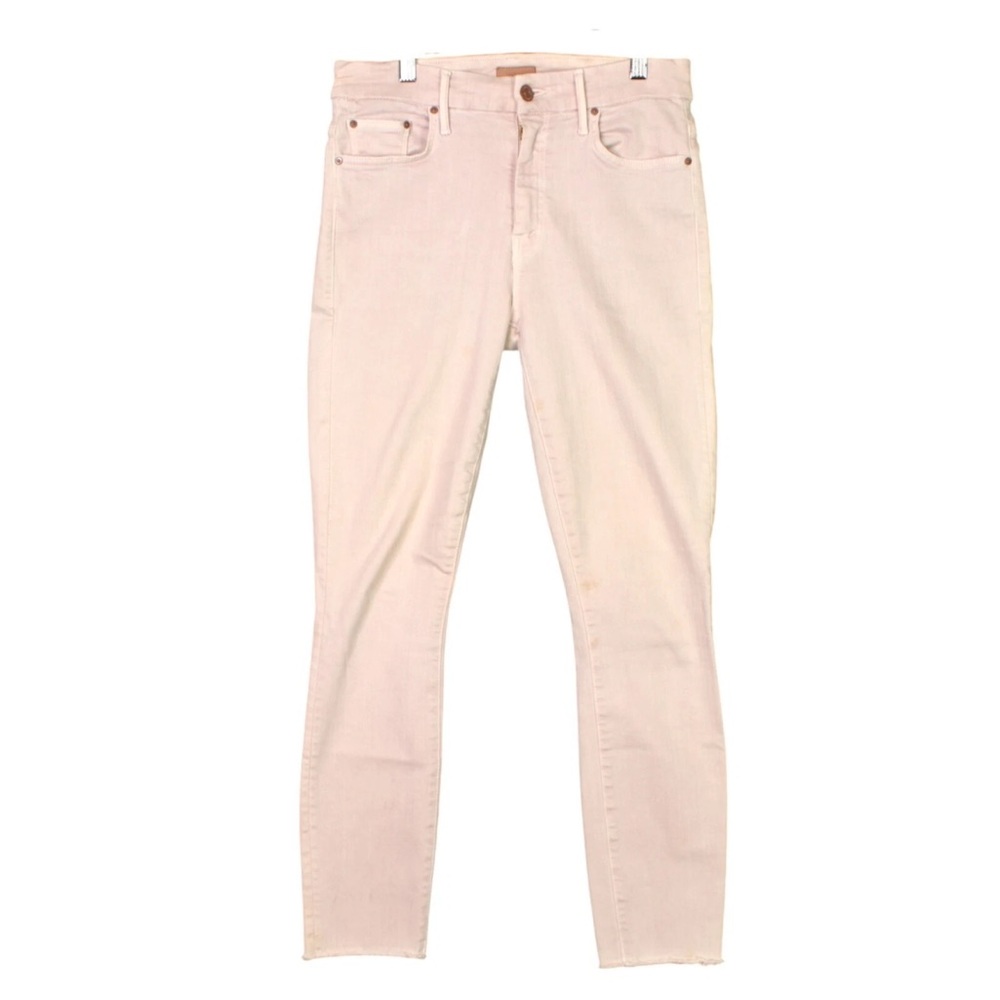 Mother Jeans Women 27 High Waisted The Looker Ankle Fray Pink Skinny Stretch